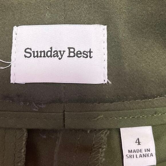 Aritzia Sunday Best Women's Green Khaki Pleated Zipper Mini A-Line Skirt Size 4 - Picture 4 of 5